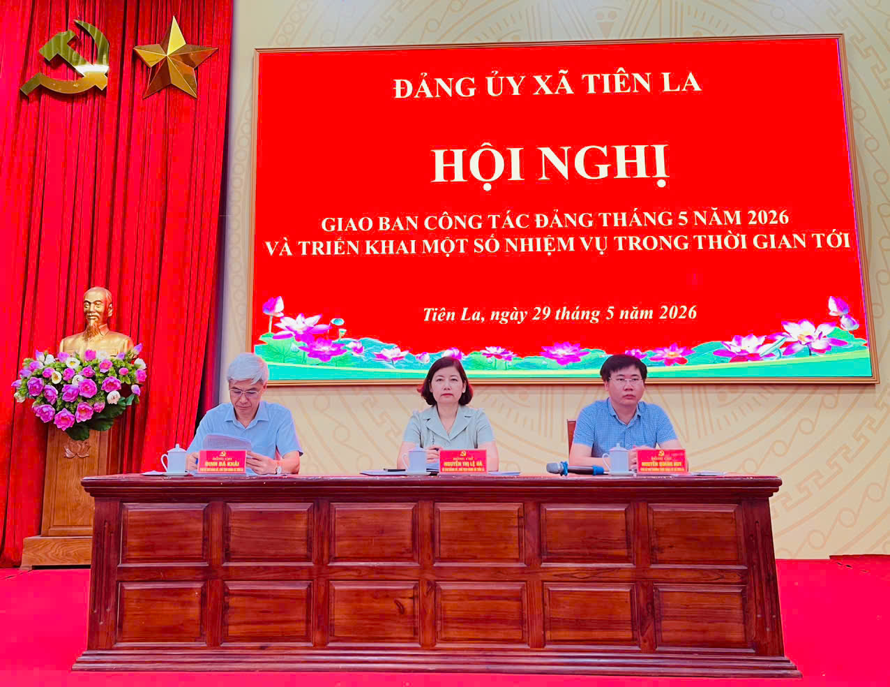 xã Tiên La tổ chức Hội nghị giao ban Công tác Đảng tháng 5, triển khai nhiệm vụ tháng 6 năm 2026