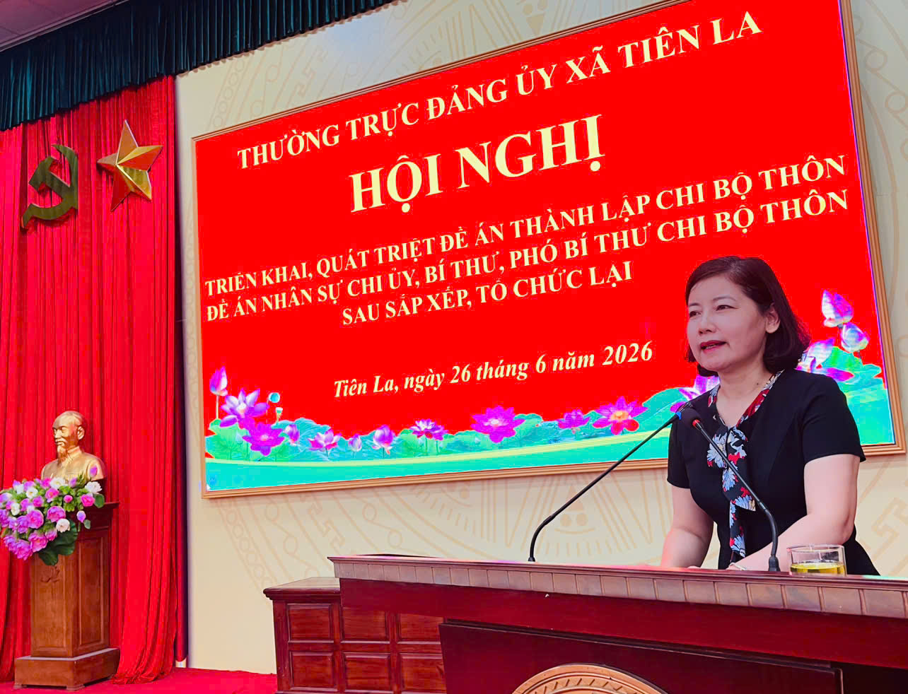 Thường trực Đảng ủy xã Tiên La triển khai, quán triệt Đề án thành lập chi bộ thôn và Đề án nhân sự chi ủy, bí thư, phó bí thư chi bộ thôn sau sắp xếp, tổ chức lại