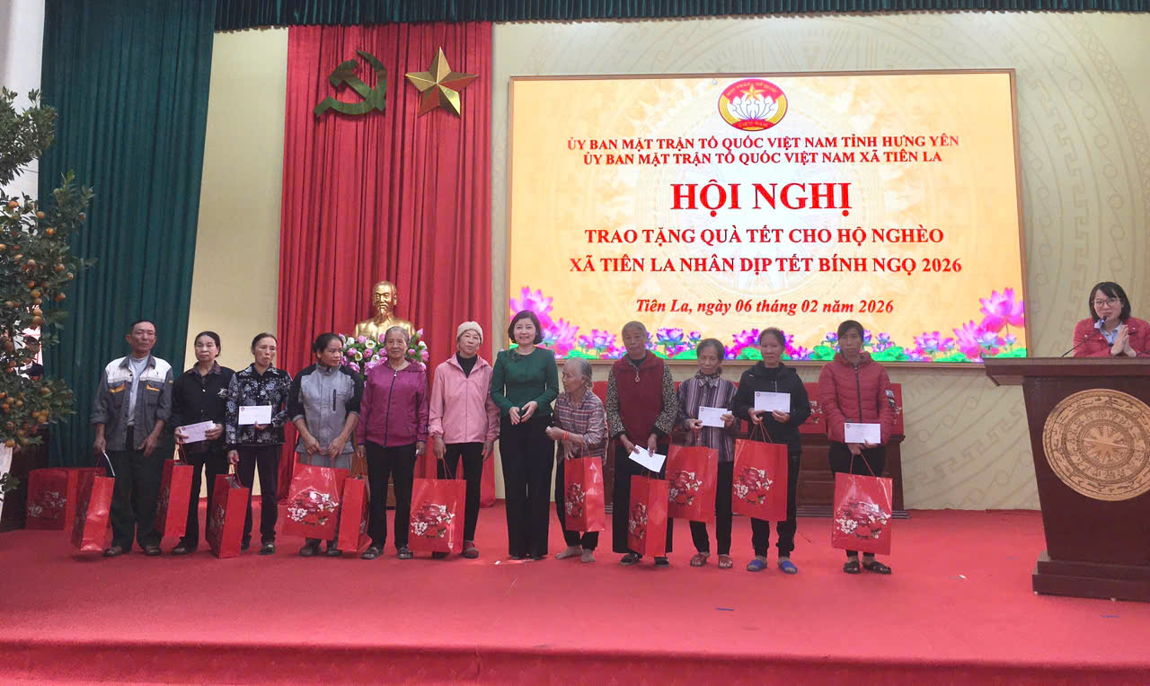 Ủy ban MTTQ Việt Nam Tỉnh Hưng yên, Ủy ban MTTQ Việt Nam xã Tiên La tổ chức trao quà Tết cho hộ nghèo trên địa bàn
