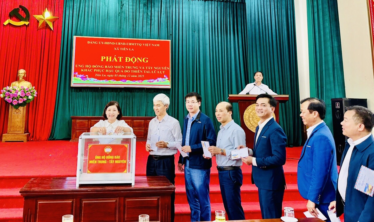 Đảng ủy - HĐND - UBND - Ủy ban MTTQ  Việt Nam xã Tiên La  phát động cuộc vận động  ủng hộ đồng bào miền Trung - Tây Nguyên khắc phục hậu quả thiên tai, bão lũ
