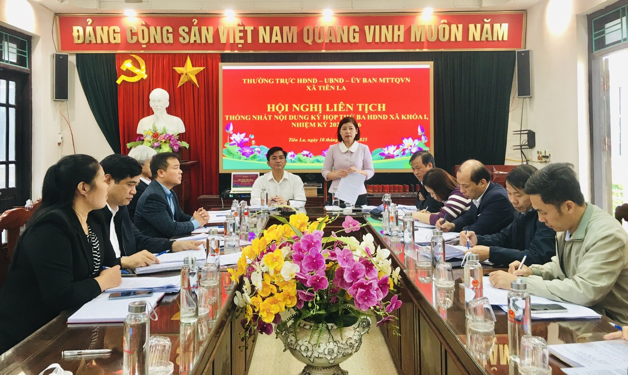 Thường trực HĐND-UBND-Ủy ban MTTQ Việt Nam xã Tiên La tổ chức Hội nghị liên tịch thống nhất nội dung, chương trình, thời gian tổ chức kỳ họp thứ Ba HĐND xã Khóa I, nhiệm kỳ 2021-2026