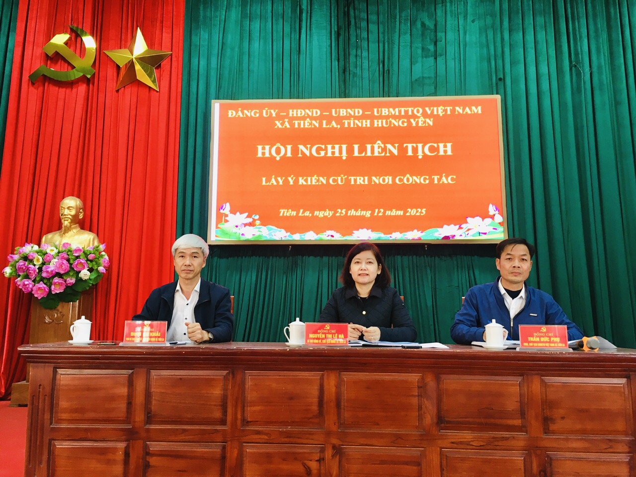 Đảng ủy- HĐND - UBND- Uỷ ban MTTQ Việt Nam xã Tiên La tổ chức hội nghị Liên tịch lấy ý kiến cử tri nơi công tác