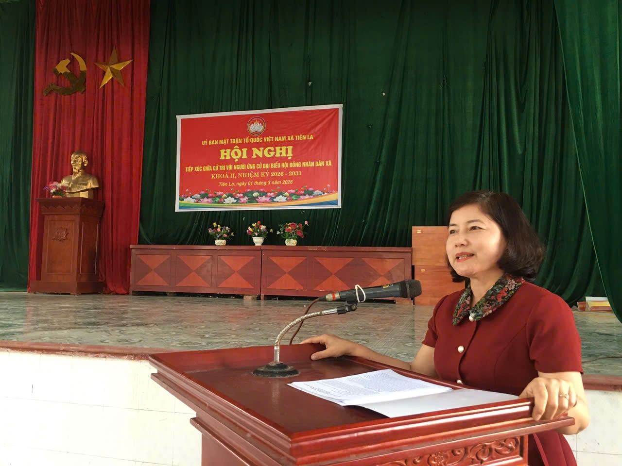 Ủy ban MTTQ Việt Nam xã Tiên La tổ chức hội nghị tiếp xúc giữa cử tri với người ứng cử đại biểu HĐND xã nhiệm kỳ 2026-2031