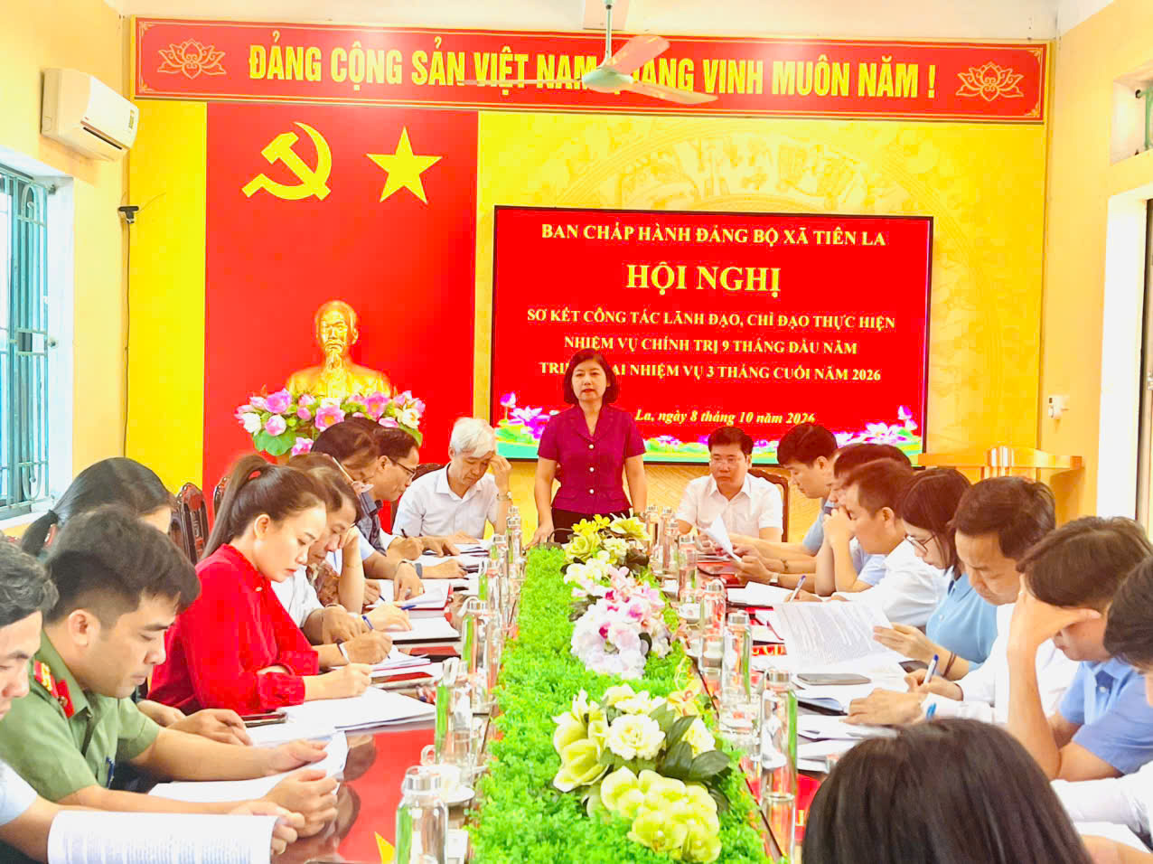  Hội nghị sơ kết công tác lãnh đạo, chỉ đạo thực hiện nhiệm vụ chính trị 9 tháng đầu năm, triển khai nhiệm vụ 3 tháng cuối năm 2026 xã Tiên La.